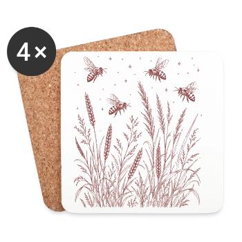 Wildflowers Bees - Coasters (set of 4) - white - Front