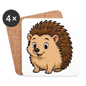 Cuddly Hedgehog Cartoon - Coasters (set of 4) - white - Front
