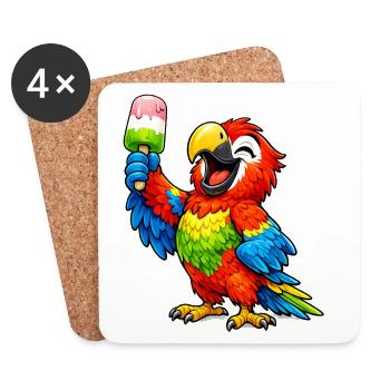 Papagei mit einem Eis - Coasters (set of 4) - white - Front