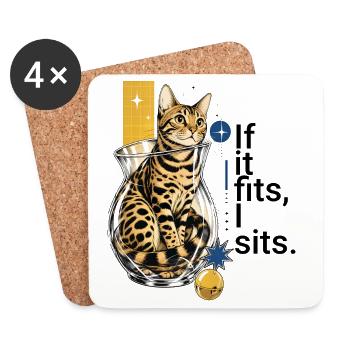 If I fit in, I sit in it – Bengal in a vase - Coasters (set of 4) - white - Front