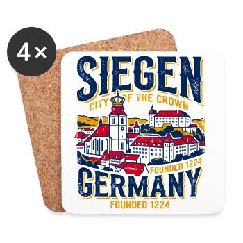 Vintage Siegen Germany City Of The Crown - Coasters (set of 4) - white - Front