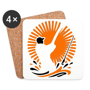 Icône de silhouette de pêcheur - Dessous de verre (lot de 4) - blanc - Devant