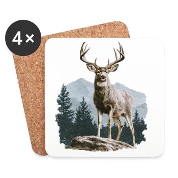Deer with Antlers Vintage - Coasters (set of 4) - white - Front
