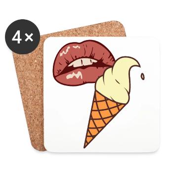 Eis Pop Art Sommer Lippen - Dessous de verre (lot de 4) - blanc - Devant