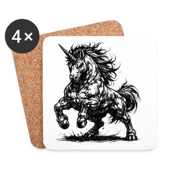 Licorne musclée au mauvais œil - Dessous de verre (lot de 4) - blanc - Devant