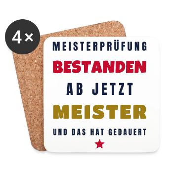 Meisterprüfung bestanden ab jetzt Meister 2026 - Untersetzer (4er-Set) - Weiß - Vorne