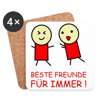 Beste Freunde Für Immer Duo - Untersetzer (4er-Set) - Weiß - Vorne