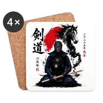 Pferde-Kendo Karate Judo Akido Martial Arts Kendo - Untersetzer (4er-Set) - Weiß - Vorne