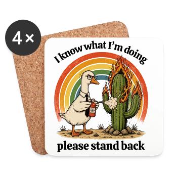 Fire Feather Goose vs Cactus - Coasters (set of 4) - white - Front