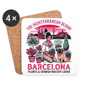 Les plantes de Barcelone et l’amant du mastiff espagnol - Dessous de verre (lot de 4) - blanc - Devant