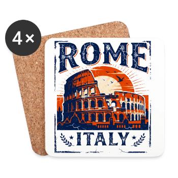 Vintage Rome Colosseum Italie Sunset Skyline - Dessous de verre (lot de 4) - blanc - Devant