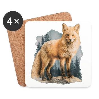 Fuchs Vintage - Untersetzer (4er-Set) - Weiß - Vorne