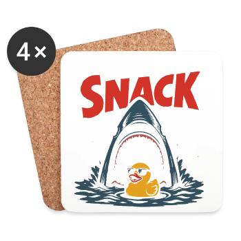 Snack – Hungriger Hai mit bissigem Humor - Untersetzer (4er-Set) - Weiß - Vorne