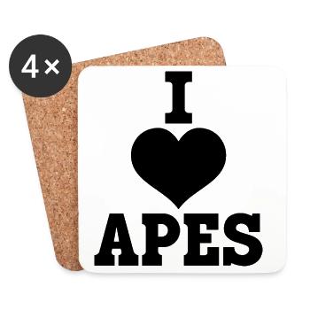 I Love Apes - Untersetzer (4er-Set) - Weiß - Vorne
