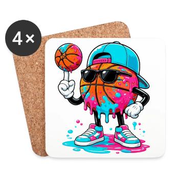 Basketballer Basketball-spieler Basketball - Untersetzer (4er-Set) - Weiß - Vorne