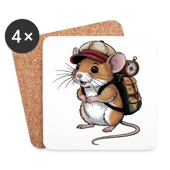 Outdoor Maus - Untersetzer (4er-Set) - Weiß - Vorne