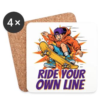 Skateboard Ride Your Own Line Cartoon Streetwear - Untersetzer (4er-Set) - Weiß - Vorne
