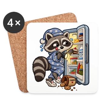 Waschbär auf nächtlicher Snacktour - Untersetzer (4er-Set) - Weiß - Vorne