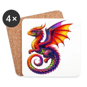 Drache - Untersetzer (4er-Set) - Weiß - Vorne