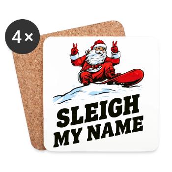 Sleigh My Name Santa - Untersetzer (4er-Set) - Weiß - Vorne