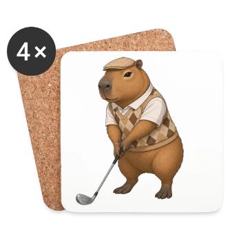 Capybara spielt Golf  - Untersetzer (4er-Set) - Weiß - Vorne