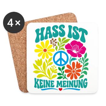 Hass ist keine Meinung - Untersetzer (4er-Set) - Weiß - Vorne