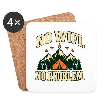 No WiFi. No Problem. – Retro-Campingmotiv - Untersetzer (4er-Set) - Weiß - Vorne