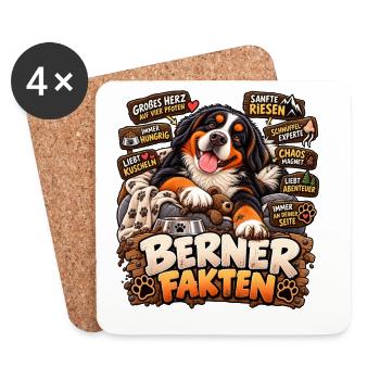 Berner Fakten - Großes Herz auf vier Pfoten - Untersetzer (4er-Set) - Weiß - Vorne