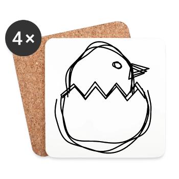 Osterküken handgezeichnet - Untersetzer (4er-Set) - Weiß - Vorne