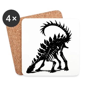 Dunkler Stegosaurus Silhouette - Untersetzer (4er-Set) - Weiß - Vorne