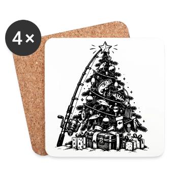 Lustiges Angler Weihnachtsgeschenk - Untersetzer (4er-Set) - Weiß - Vorne