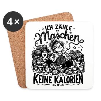 Lustiger Stricken Spruch Ich zähle Maschen... - Untersetzer (4er-Set) - Weiß - Vorne