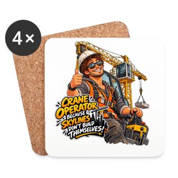 OperatorSkyline Slogan Kran - Untersetzer (4er-Set) - Weiß - Vorne