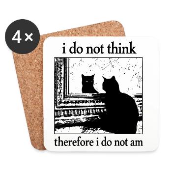 I Do Not Think... I Do Not Am Schwarze Katze - Untersetzer (4er-Set) - Weiß - Vorne