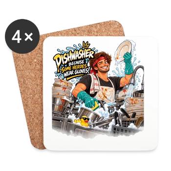 Hero Dishwasher Grüne Handschuhe - Untersetzer (4er-Set) - Weiß - Vorne