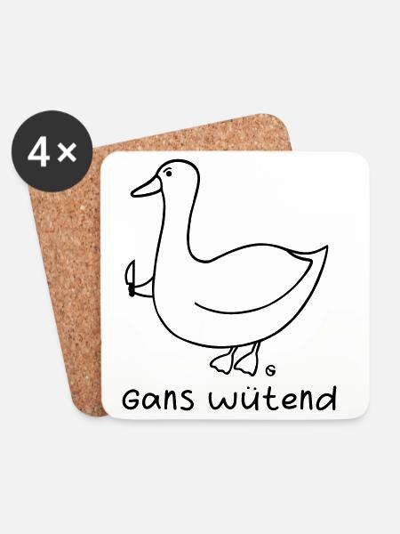Gans wütend 2 - Untersetzer (4er-Set) - Weiß