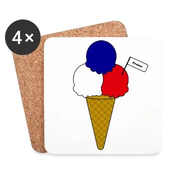 Französich France Flag Eiscreme - Untersetzer (4er-Set) - Weiß - Vorne