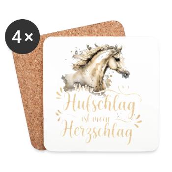 Pferdeliebe Dein Hufschlag ist mein Herzschlag  - Untersetzer (4er-Set) - Weiß - Vorne