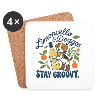 Lustiger Limoncello Stay Groovy Hund - Untersetzer (4er-Set) - Weiß - Vorne