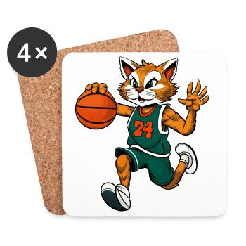 Katzen Basketball - Untersetzer (4er-Set) - Weiß - Vorne