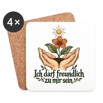 Selbstmitgefühl darf wachsen - Untersetzer (4er-Set) - Weiß - Vorne