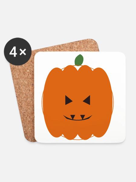 Kürbis Halloween Lächeln Design - Untersetzer (4er-Set) - Weiß