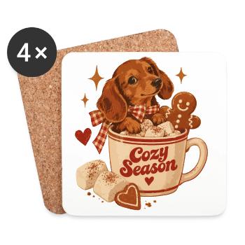 Cozy Season Dachshund - Untersetzer (4er-Set) - Weiß - Vorne