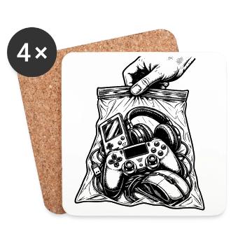 Suchtspiele – Gamer-Konsolen-Controller-Tasche - Untersetzer (4er-Set) - Weiß - Vorne