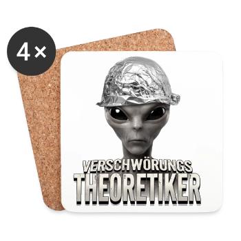 Verschwörungstheoretiker Alien - Untersetzer (4er-Set) - Weiß - Vorne