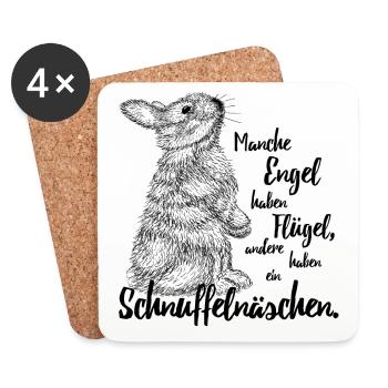 Kaninchen Hasen Zwergkaninchen Engel Liebe - Untersetzer (4er-Set) - Weiß - Vorne