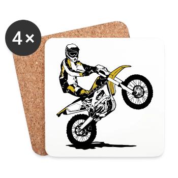 Enduro - tout-terrain - sport tout-terrain moto - Dessous de verre (lot de 4) - blanc - Devant