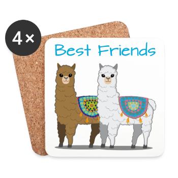 Llama alpaca gift women men children - Coasters (set of 4) - white - Front