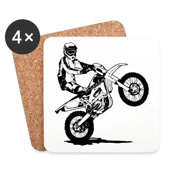 Enduro - Offroad - MotoCross - Supercross - MX - Untersetzer (4er-Set) - Weiß - Vorne