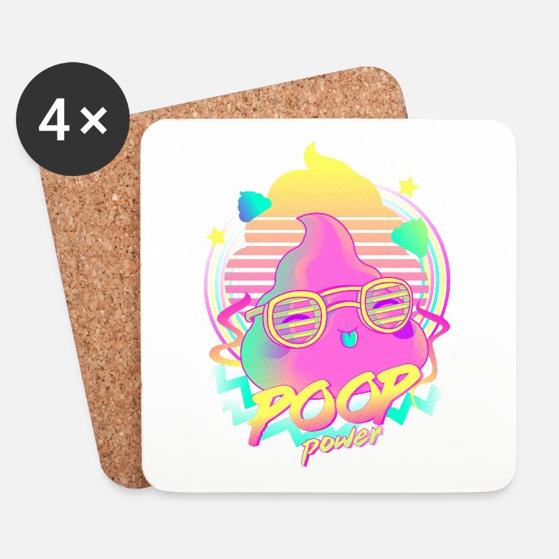 Poop Power - Untersetzer (4er-Set) - Weiß